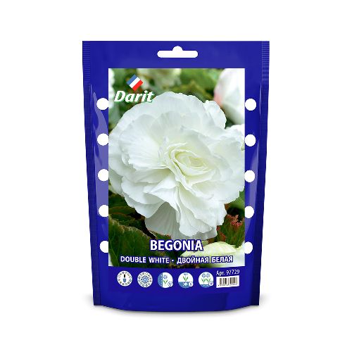 Бегония Махровая белая Begonia Double White 6/+, Darit Дой-пак, 2шт