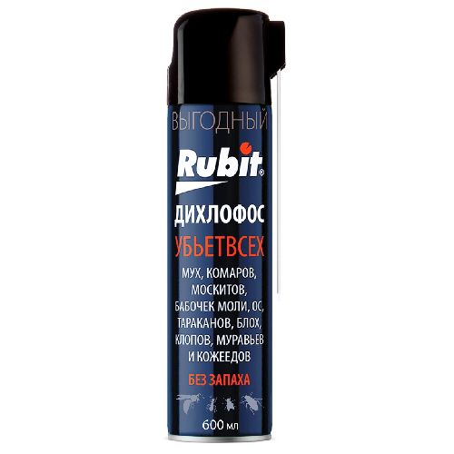 Аэрозоль Дихлофос 600мл (12) от летающих и ползающих насекомых без запаха Рубит
