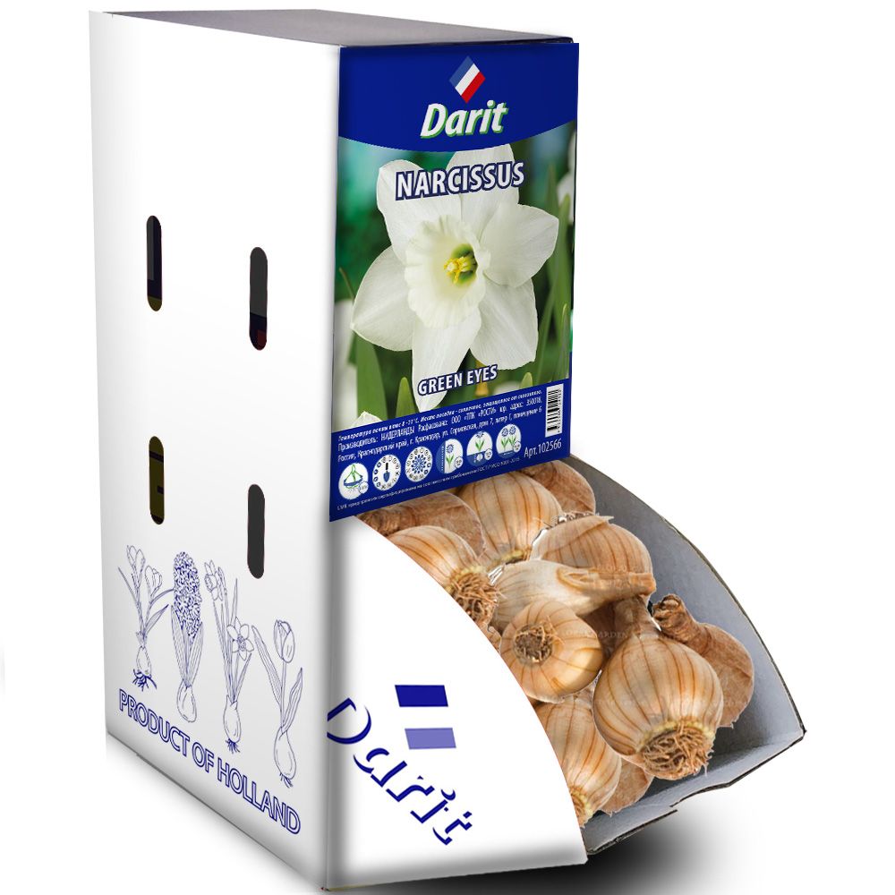 Рекбокс Нарцисс мелкокорончатый Зеленый глаз/Narcissus Green Eyes 10/12 50шт