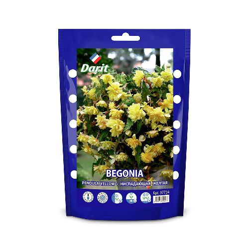 Бегония Ниспадающая жёлтая Begonia Pendula Yellow  6/+, Darit Дой-пак, 2шт