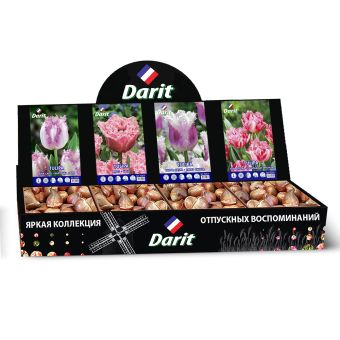 Шоубокс 166 ТЮЛЬПАНЫ бахромбатый (Ария кард/Брест/Супер Сиеста/Прохладный кристалл) Darit, 4вида по 50шт